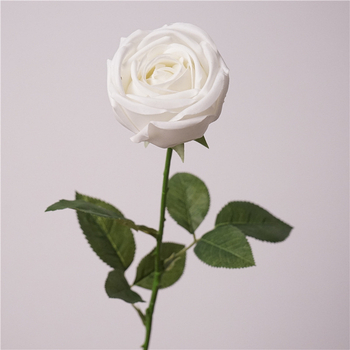 Trandafir de mătase de înaltă calitate – trandafir realist cu tulpină unică, pentru aranjamente florale de interior, floare decorativă artificială