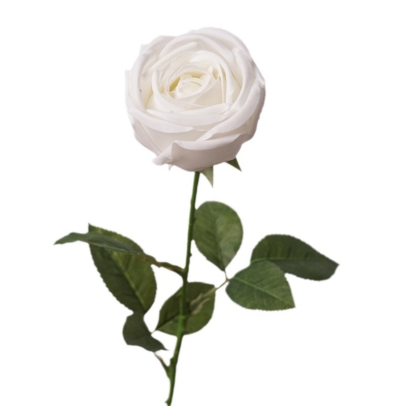 Trandafir de mătase de înaltă calitate – trandafir realist cu tulpină unică, pentru aranjamente florale de interior, floare decorativă artificială