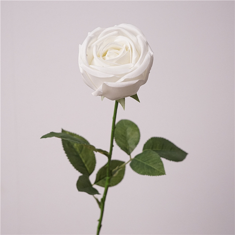 Trandafir de mătase de înaltă calitate – trandafir realist cu tulpină unică, pentru aranjamente florale de interior, floare decorativă artificială