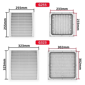 G323 Kit filtru pentru ventilație și praf pentru ventilator în dulap de distribuție electric, grilă axială (ventilator opțional)