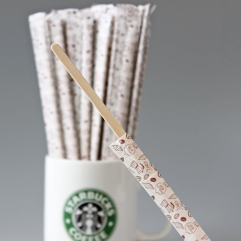 Amestecător din lemn pentru cafea, o singură utilizare, mâner lung, 19 cm