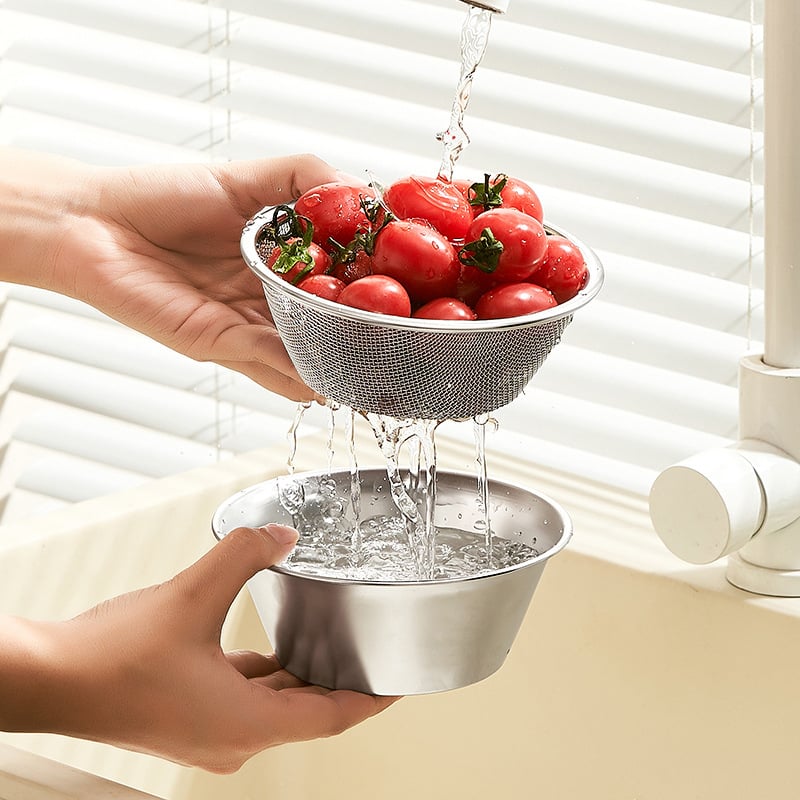 Coșuleț mini din oțel inoxidabil 304 pentru scurgere – pentru spălarea fructelor, filtrare și clătire a orezului, bucătărie