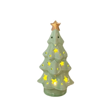 Lampa de noapte ceramică pentru bradul de Crăciun cu stele translucide