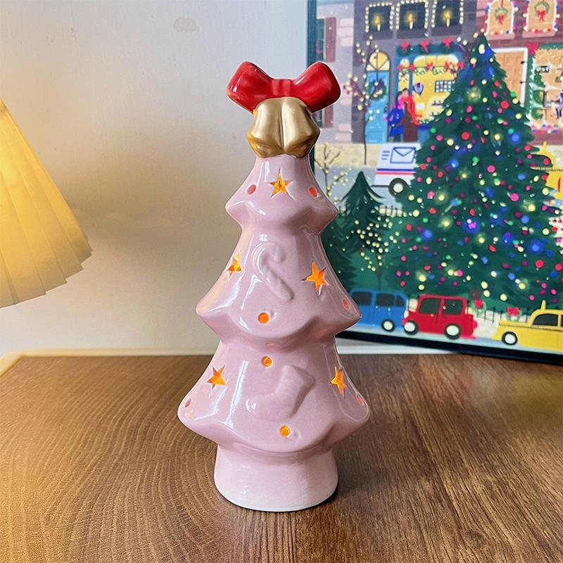 Lampa de noapte ceramică pentru bradul de Crăciun cu stele translucide