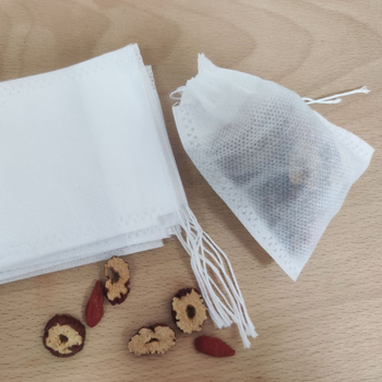 Ceai de unică folosință 16×21 cm, din țesătură nețesută, cu șnur, filtre alimentare, pungulițe cu bule mici