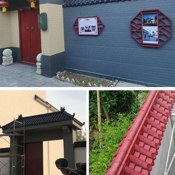 Yanying plăci din rășină în stil antic, decor integrat pentru cornișă în stil chinezesc, plăci din plastic albastre mici, capete de ușă false, plăci de perete pentru clădiri vechi, plăci glazurate