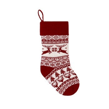 Șosetă de Crăciun tricotată cu model jacquard din lână, sac de cadouri