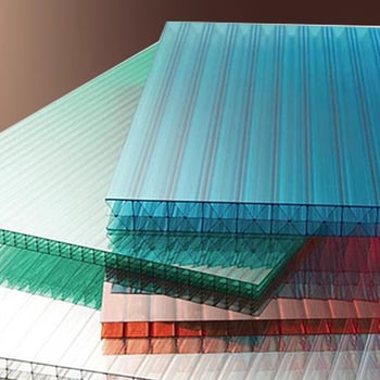 Panou de iluminat din policarbonat cu structură fagure, 8 mm, două straturi, transparent, culoare albastru lacustru