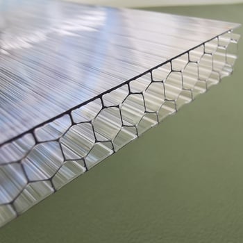Panou de iluminat din policarbonat cu structură fagure, 8 mm, două straturi, transparent, culoare albastru lacustru