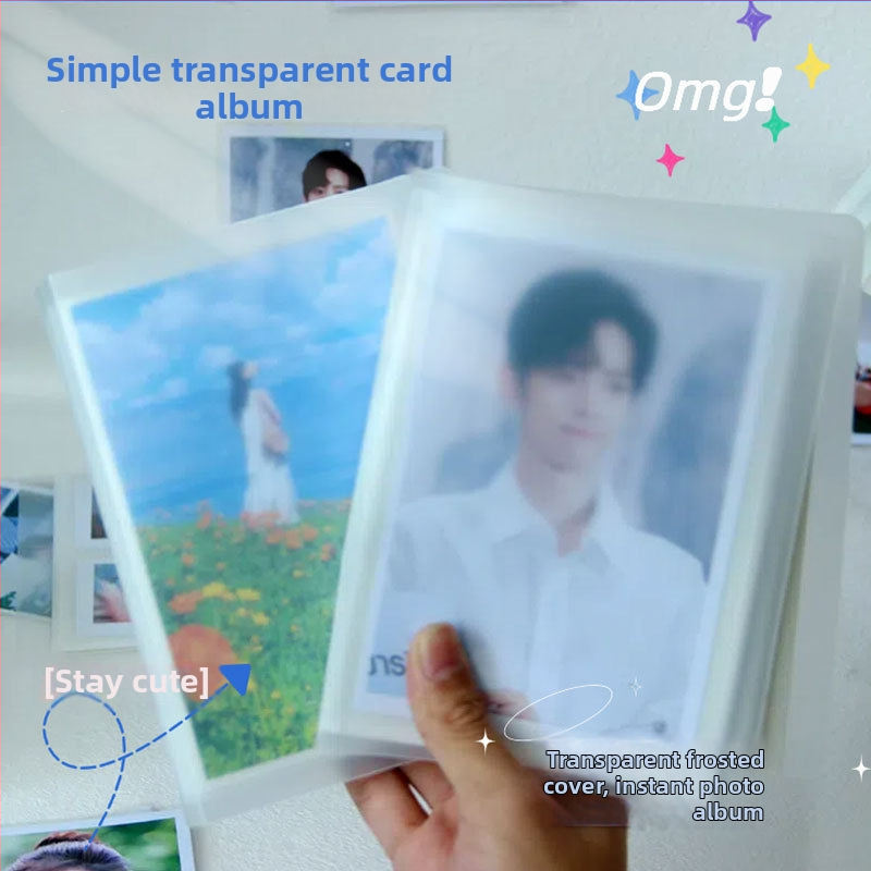 Qimei album foto PP transparent, laminat, impermeabil și durabil, pentru fotografii Polaroid și carduri