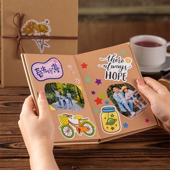 Album foto în stil acordeon, DIY, pagini din hârtie kraft, jurnal de amintiri despre dezvoltare, album foto handmade creativ, ediție pop-up