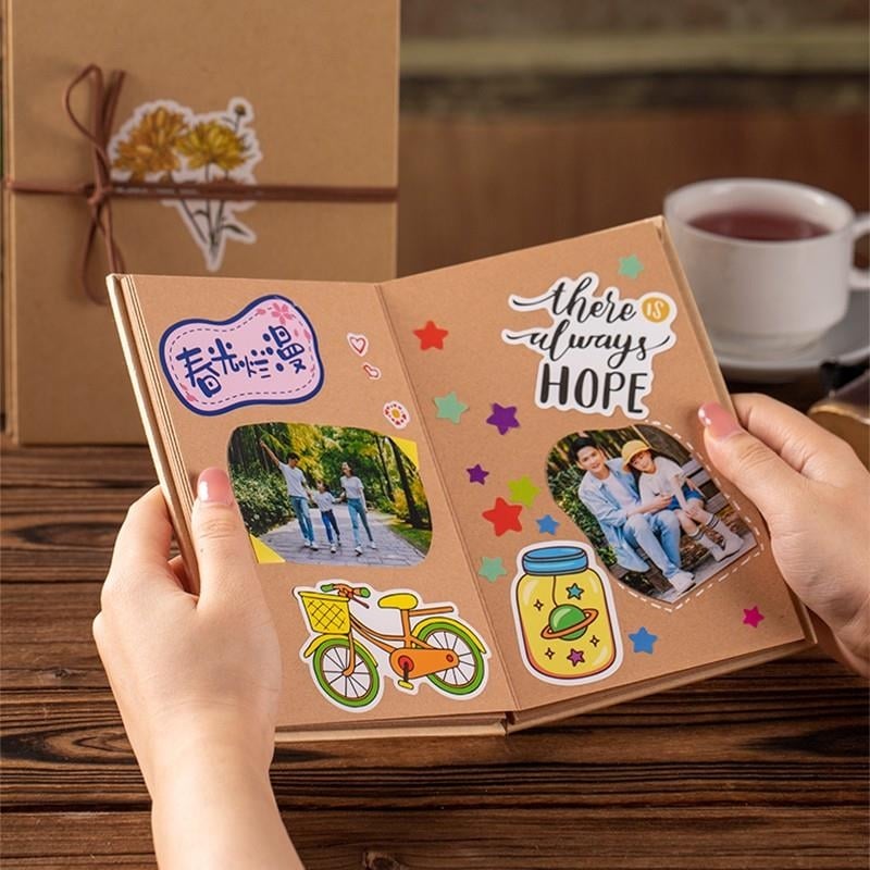 Album foto în stil acordeon, DIY, pagini din hârtie kraft, jurnal de amintiri despre dezvoltare, album foto handmade creativ, ediție pop-up