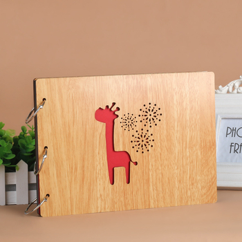 Album foto DIY din lemn de piersic, 10 inch, cu inele metalice și legare cu foi detașabile, cadou din lemn