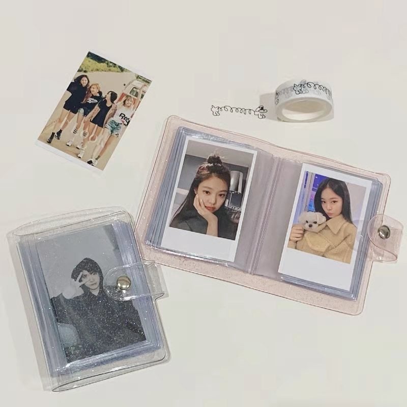 Album foto transparent în stil coreean minimalist, copertă PVC, 3 inch, mini album portabil pentru Polaroid, 18 pagini