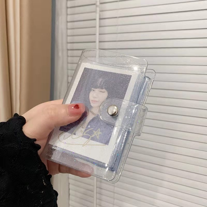 Album foto transparent în stil coreean minimalist, copertă PVC, 3 inch, mini album portabil pentru Polaroid, 18 pagini