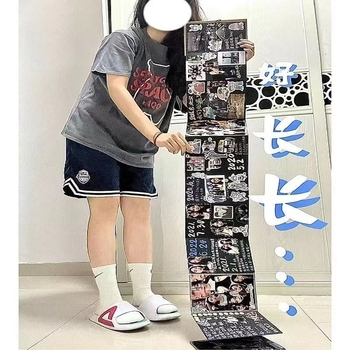 DIY album foto pliant, în stil vintage acordeon, cu autocolante decorative 3D – suvenir pentru prieteni și cupluri