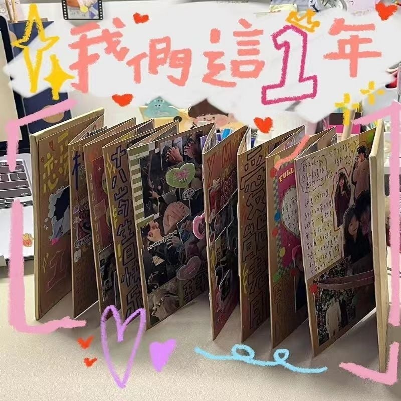 DIY album foto pliant, în stil vintage acordeon, cu autocolante decorative 3D – suvenir pentru prieteni și cupluri