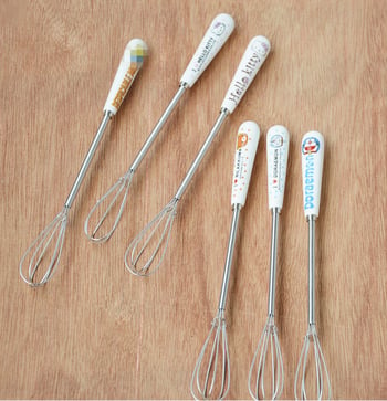 Bețișor de ouă manual cu mâner ceramic, compact, din oțel inoxidabil, pentru prăjituri și fursecuri