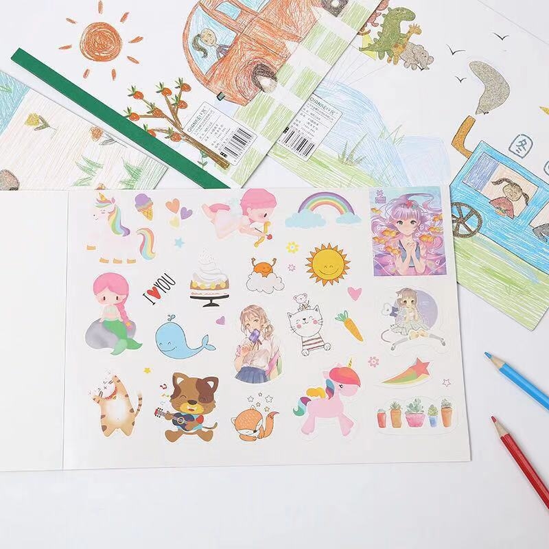 Caiet A4 pentru desene cu autocolante, pentru copii – pagini albe, carte de artă