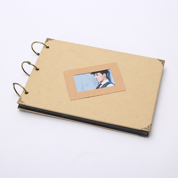 Album foto din hârtie kraft vintage, 10 inci, cu inel metalic, DIY, cu pagini detașabile