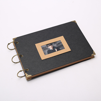 Album foto din hârtie kraft vintage, 10 inci, cu inel metalic, DIY, cu pagini detașabile