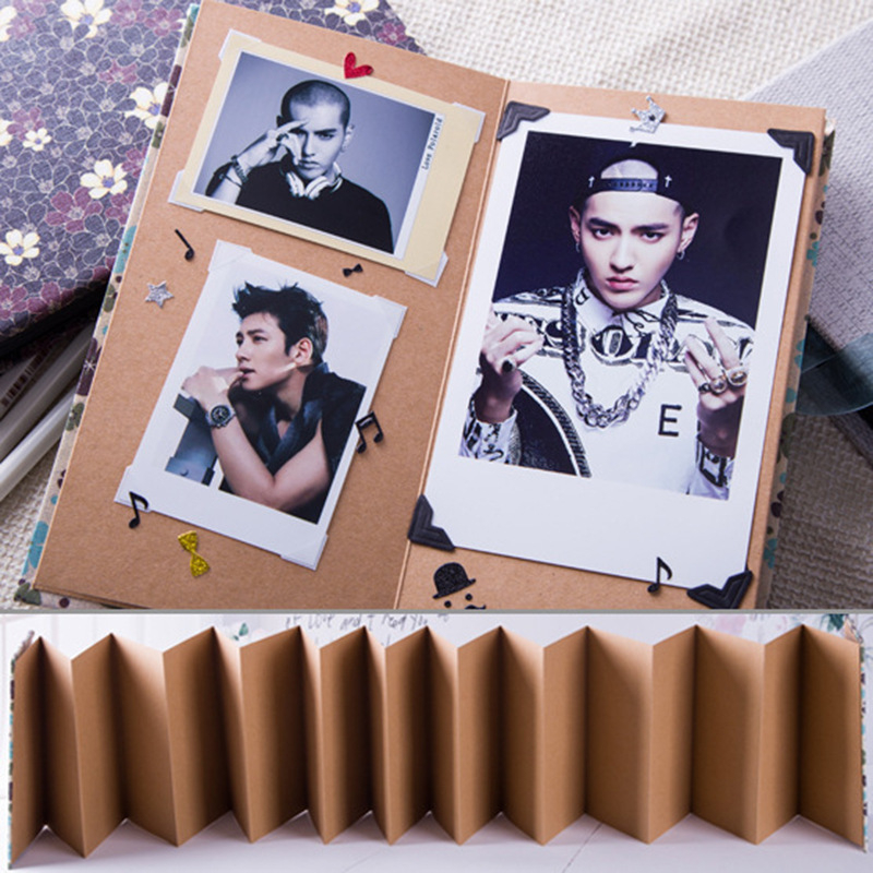 Album foto pliabil din țesătură, DIY vintage cu pagini adezive pentru amintiri ale creșterii