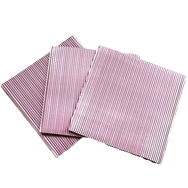 Folie de aluminiu ondulată roză pentru ambalare alimentară, folie cu relief colorată 10x10 cm, 100 de foi