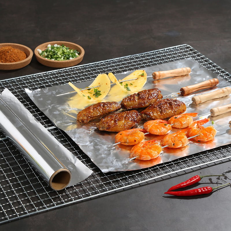 Meiliya Cutie de folie de aluminiu pentru BBQ, cuptor, tavă de bucătărie îngroșată, hârtie de copt