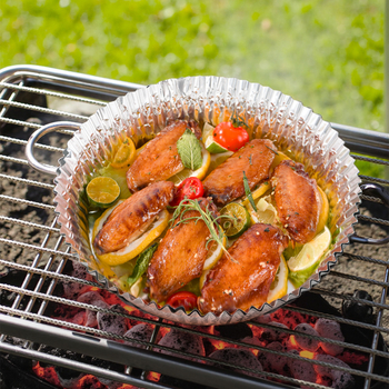Hârtie de gătit din folie de aluminiu, de calitate alimentară, pentru cuptor cu aer și friteuză, boluri din aluminiu, tavă de copt, 20 de bucăți