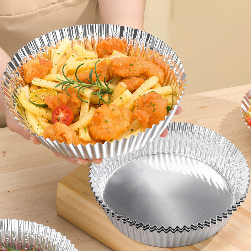 Hârtie de gătit din folie de aluminiu, de calitate alimentară, pentru cuptor cu aer și friteuză, boluri din aluminiu, tavă de copt, 20 de bucăți