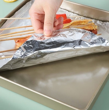 folie de aluminiu groasă pentru alimentație, pentru grătar, role mici, 30 cm × 5/10/20/30/50 m, rezistentă la căldură, la ulei și la pete