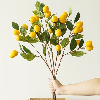 Ramură de lămâie artificială cu șase lămâi – decor cu fructe artificiale
