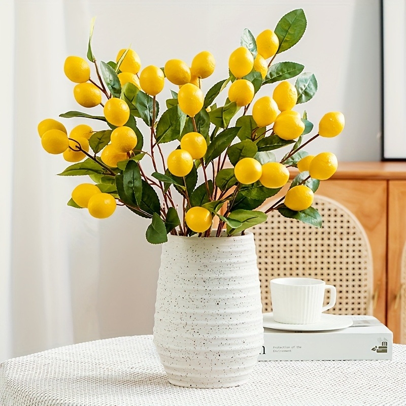 Ramură de lămâie artificială cu șase lămâi – decor cu fructe artificiale