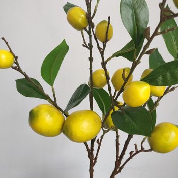 Buchet de ramuri de lămâie artificiale cu zece lămâi artificiale și boabe galbene