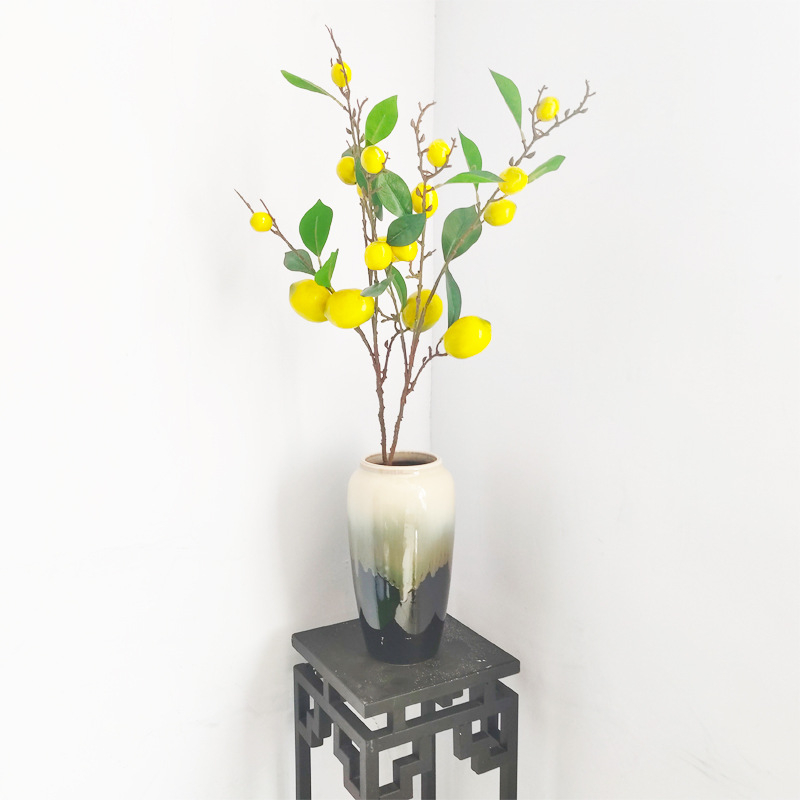 Buchet de ramuri de lămâie artificiale cu zece lămâi artificiale și boabe galbene