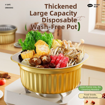 Vas de unică folosință din folie de aluminiu pentru hot pot, gros, fără spălare, pentru uz casnic și comercial.