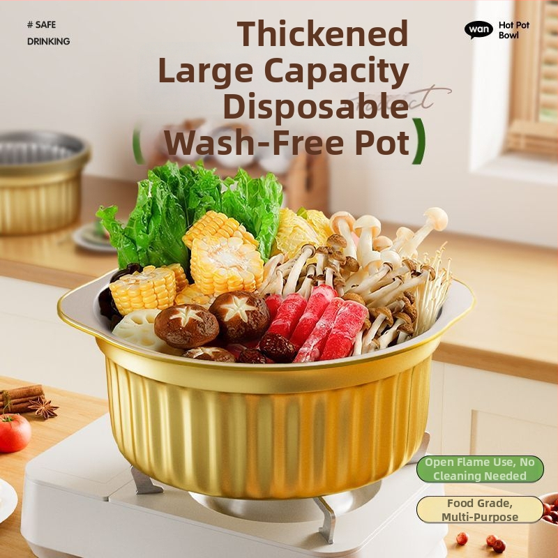 Vas de unică folosință din folie de aluminiu pentru hot pot, gros, fără spălare, pentru uz casnic și comercial.