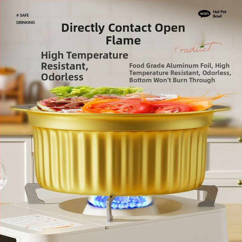 Vas de unică folosință din folie de aluminiu pentru hot pot, gros, fără spălare, pentru uz casnic și comercial.