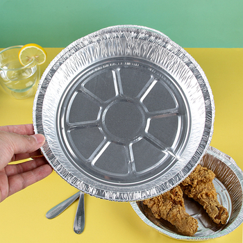 Tavă rotundă din folie de aluminiu, de unică folosință, pentru air fryer și grătar, rezistentă la temperaturi înalte
