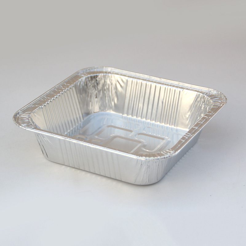 Cutie de unică folosință din folie de aluminiu, tavă pătrată din folie de aluminiu pentru take-away, grătar și coacere