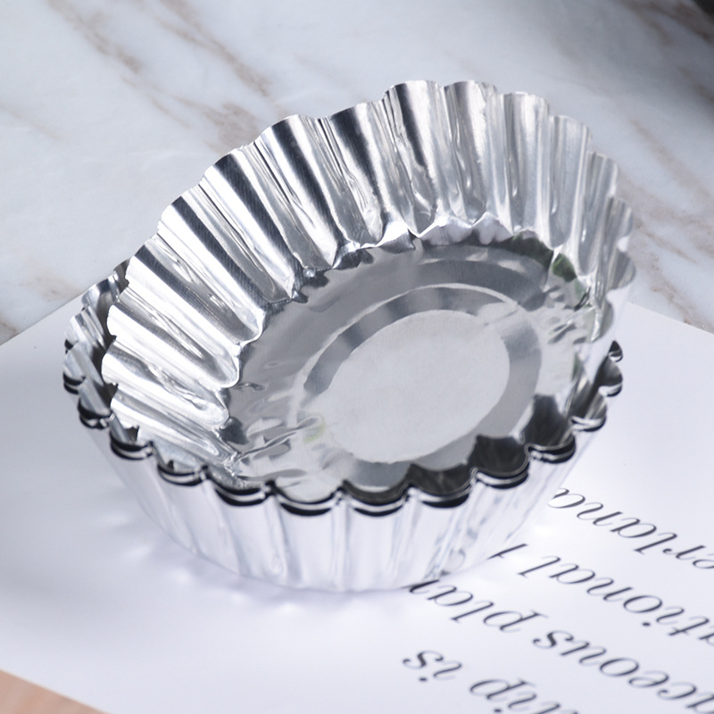 Cupă de aluminiu de unică folosință, în formă de crizantemă, model B104, vas pentru pudding și formă pentru egg tart, cu bază de folie, rezistentă la temperaturi înalte