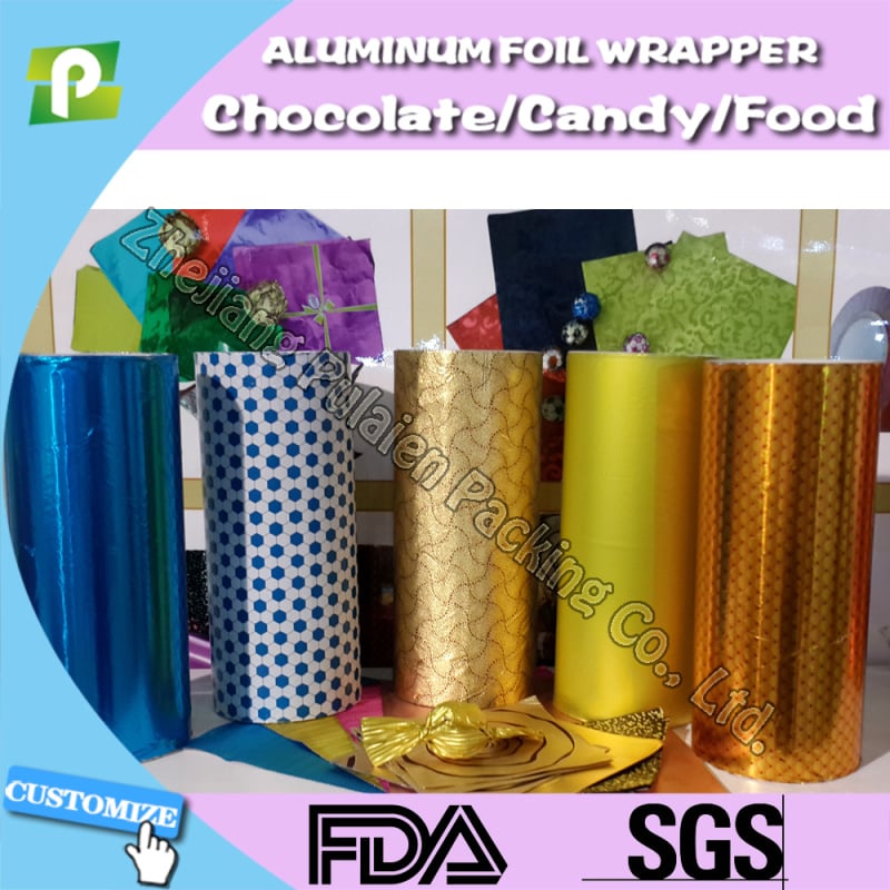 Folie de aluminiu personalizată pentru ambalarea ciocolatei, cu monede și lingouri aurii, inimă, folie colorată pentru alimente