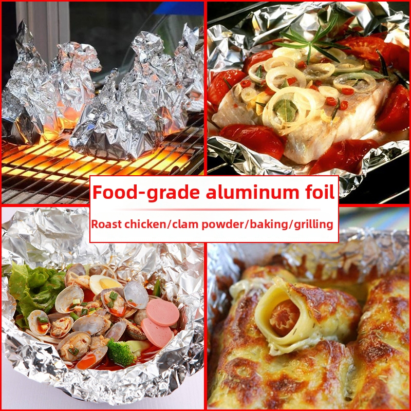 Folie de aluminiu pentru grătar, alimentară, de unică folosință, grosime 0,02 mm, rezistentă la temperaturi înalte, disponibile în dimensiuni 30, 38, 40 și 45 cm
