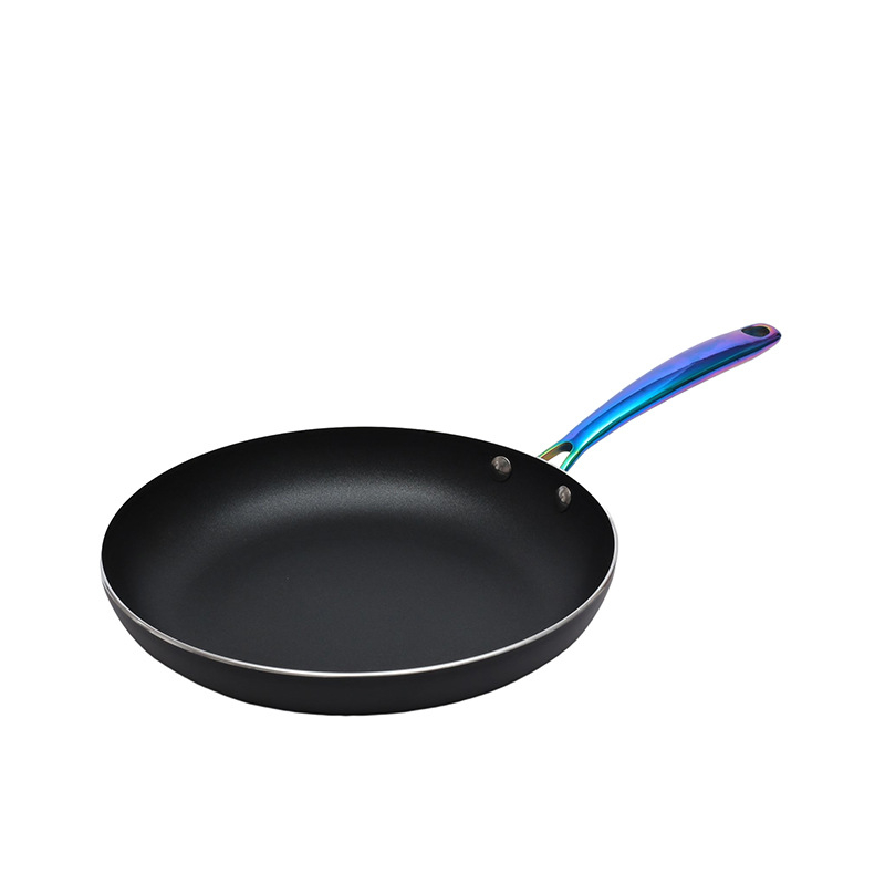 Tigaie din aluminiu cu fund dublu, fund plat, antiaderentă, fum redus, în stil coreean colorat, tigaie pentru friptură