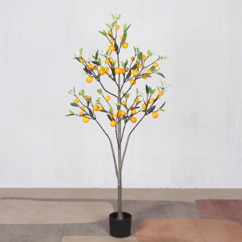 Copac citrice artificial pentru interior – plantă decorativă în ghiveci, de podea
