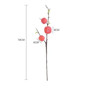 Ramură artificială cu persimmon înghețat, stil chinezesc nou, ramură cu trei capete de fructe de tip berry pentru decor acasă, decor de Anul Nou