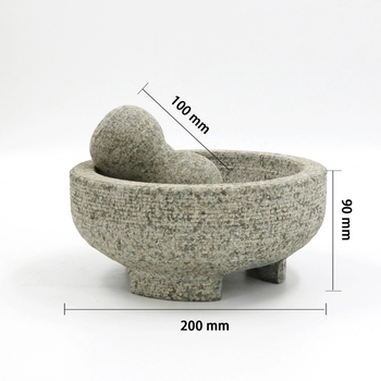 Zdrobitor de usturoi cu trei picioare, mortar din granit și bol de măcinare