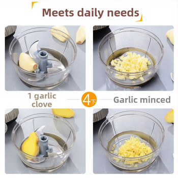 Mini tocător multifuncțional de bucătărie, presă manuală pentru usturoi și măcinător de carne, acționare manuală