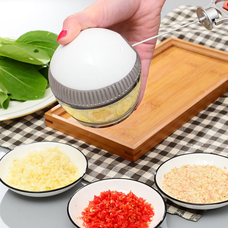 Mini tocător multifuncțional de bucătărie, presă manuală pentru usturoi și măcinător de carne, acționare manuală