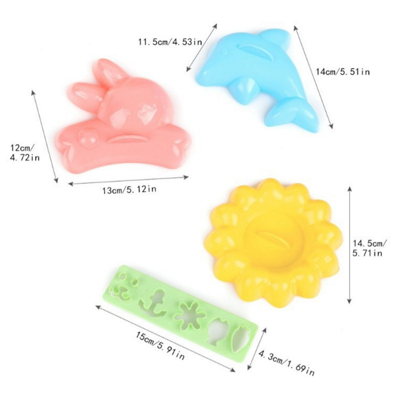 Set de 4 forme pentru orez cu iepuraș și delfin, pentru bento